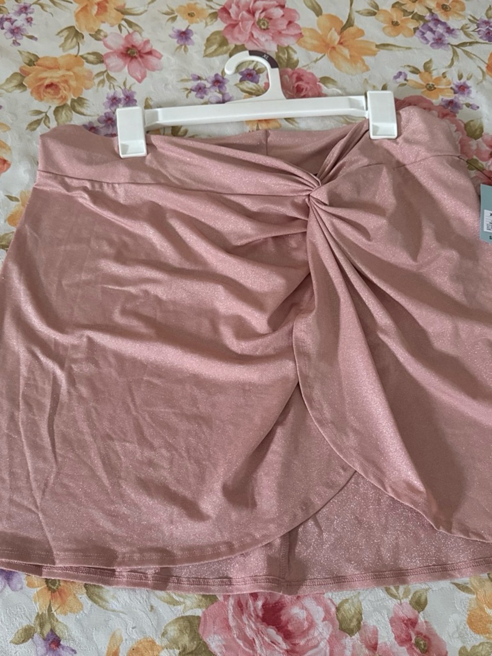 Women's Dusty Rose Twist-Front Mini Skirt Cover Up